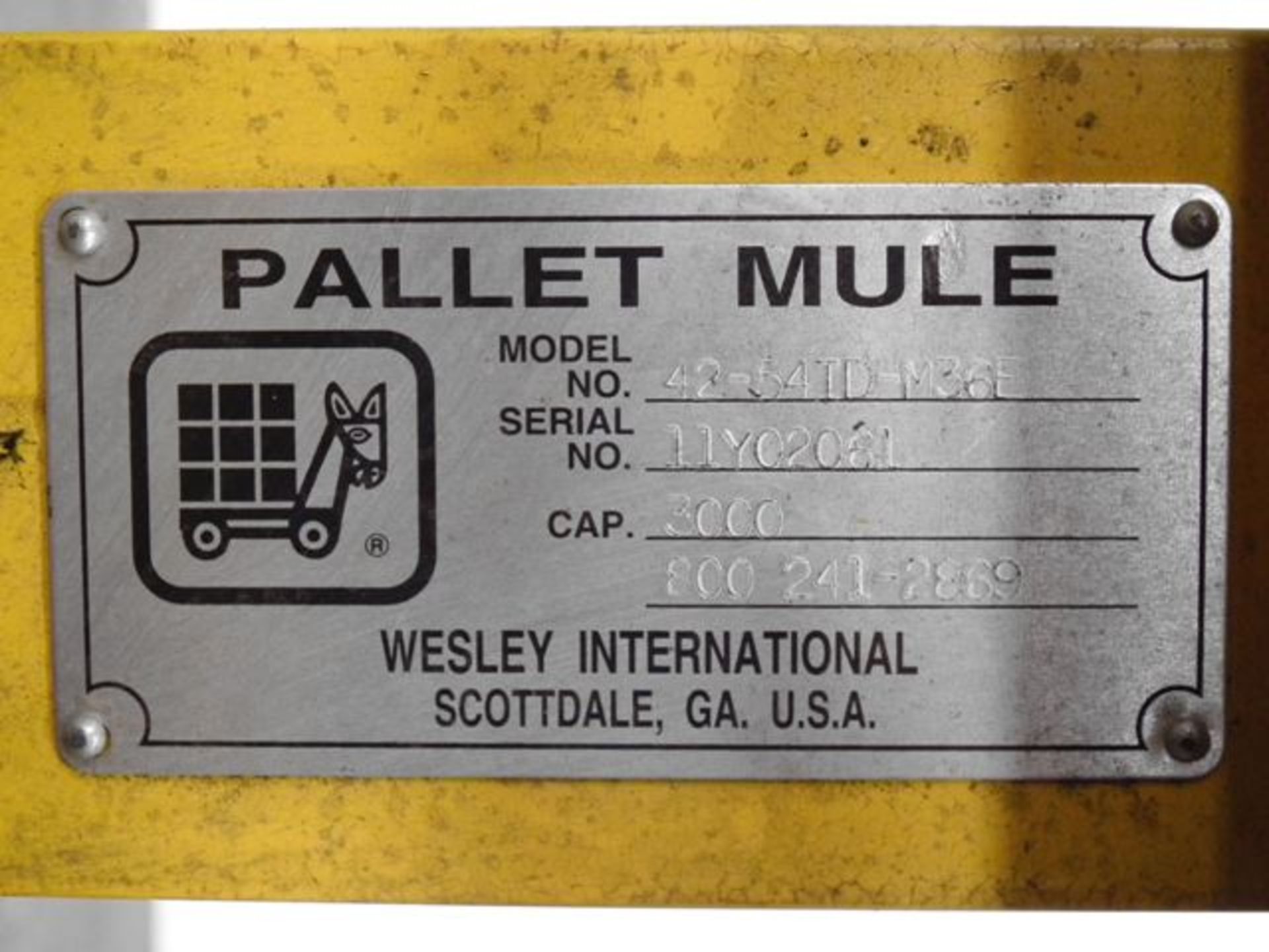 Pallet Jack Mule 42-54TD-M36E for Standard Pallets  - RIGGING AND HANDLING FEES: $90 - Image 3 of 4