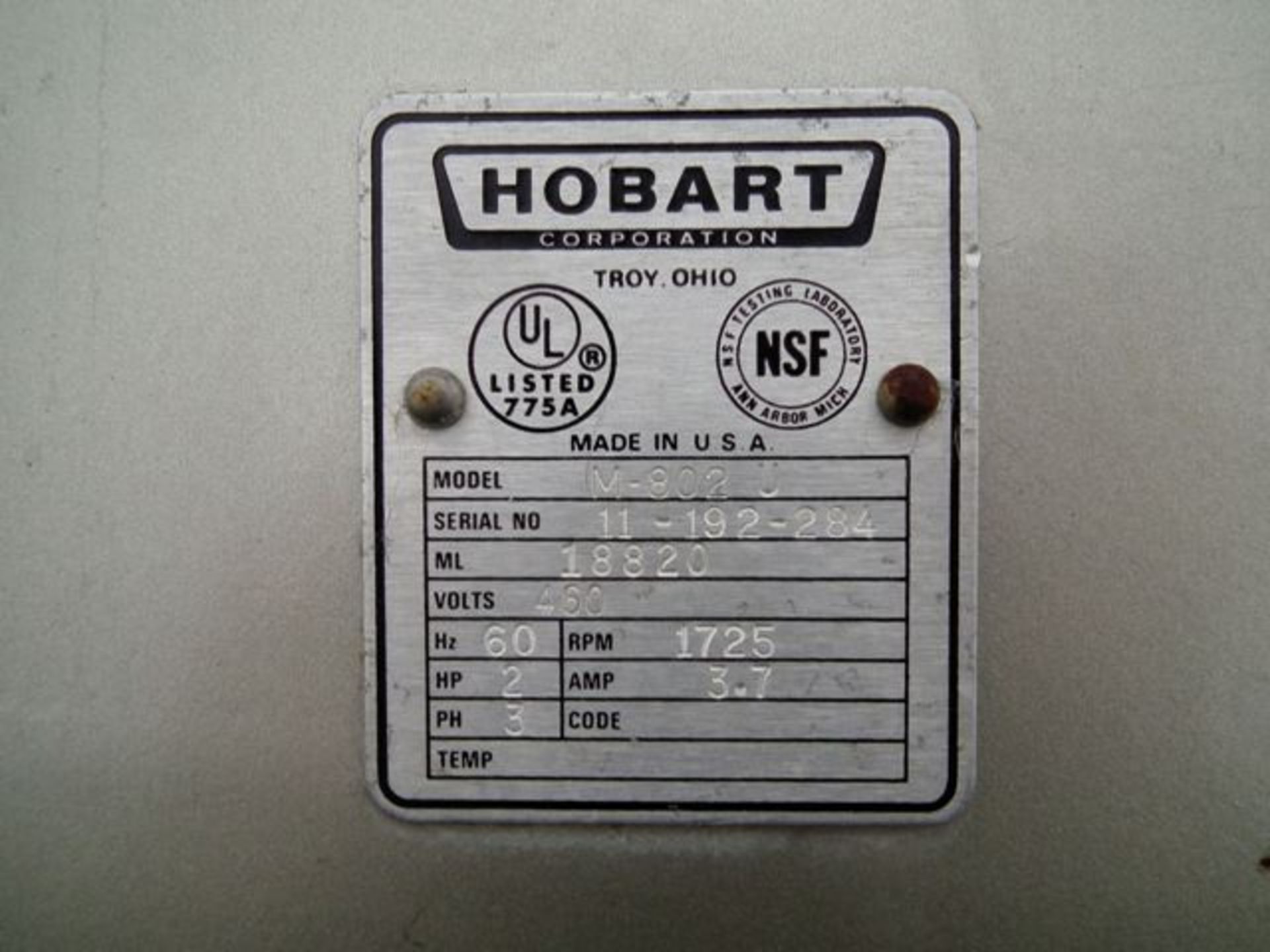 Hobart M-802U Mixer - RIGGING AND HANDLING FEES: $120 - Image 3 of 5