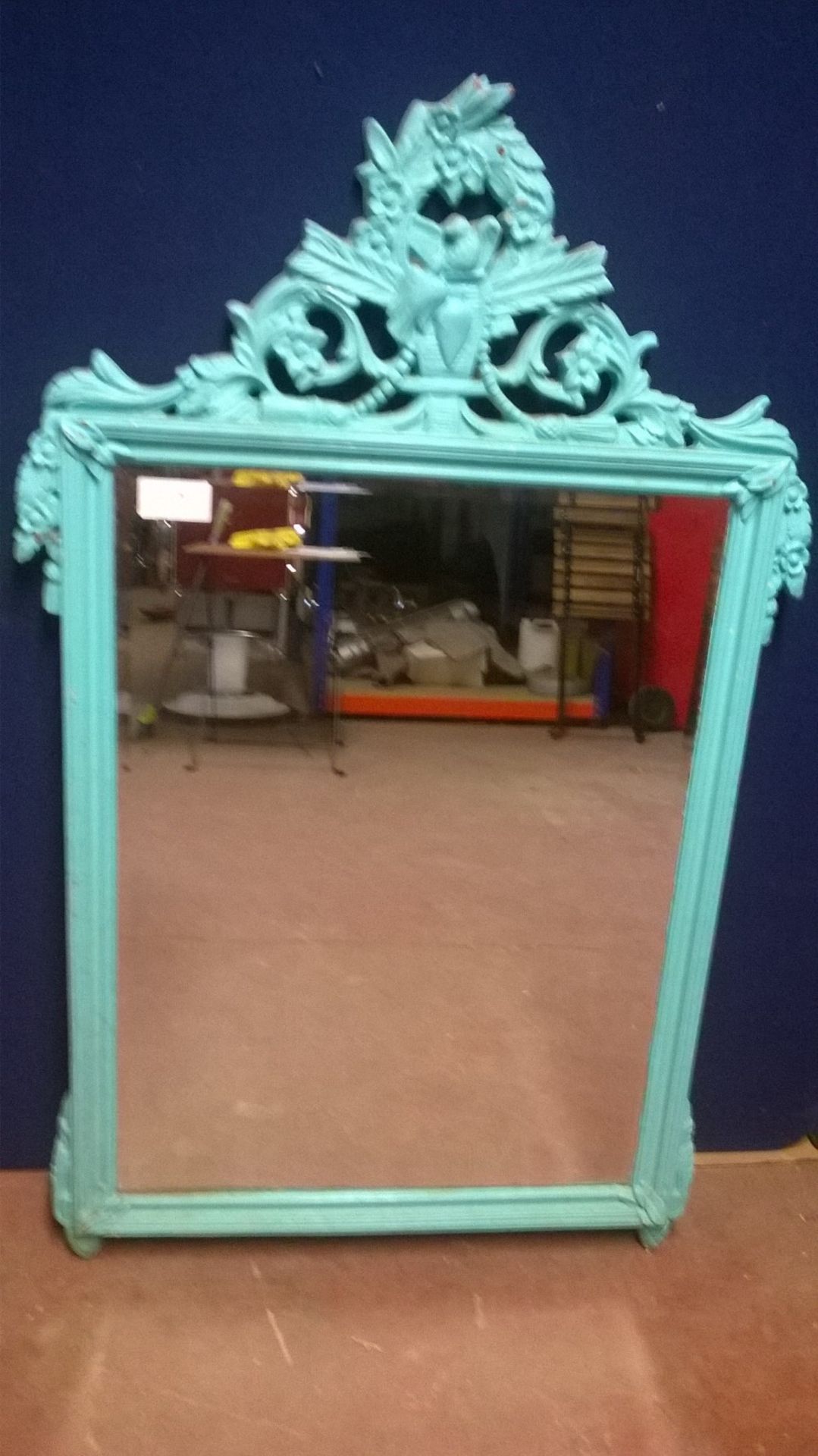 Shabby Chic Turquoise Wooden Rectangular Mirror - Image 4 of 4