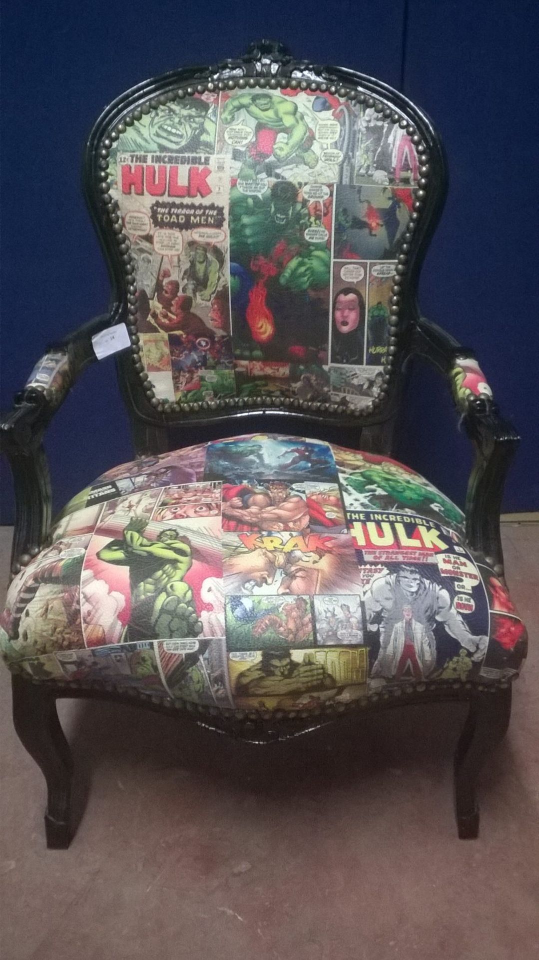 Louis Decoupage Style Reception Armchair featuring the Incredible Hulk & Superhero Comic Book Finish - Image 2 of 8