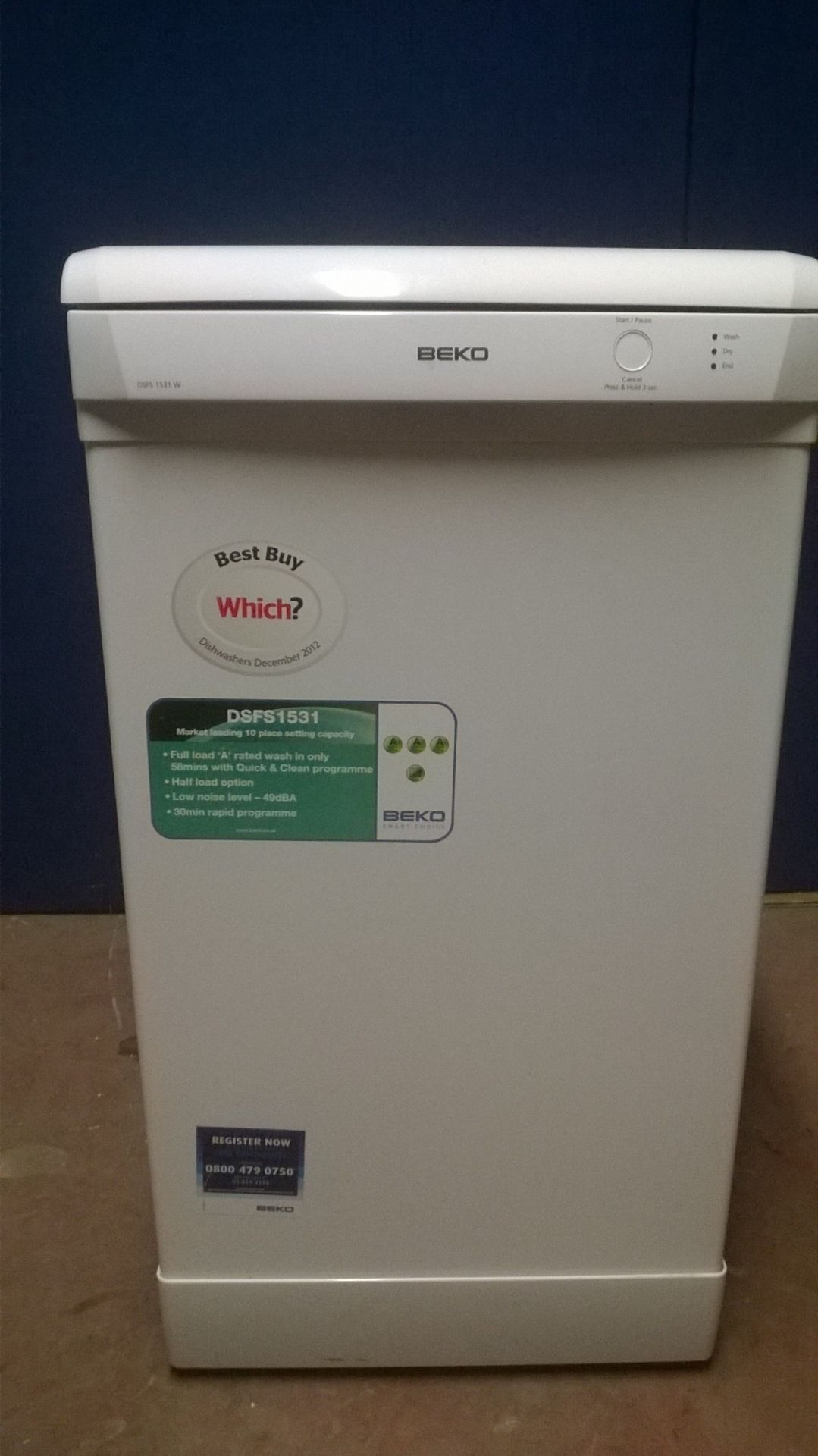 Beko DSFS1531W Slim Line Free-Standing Dishwasher