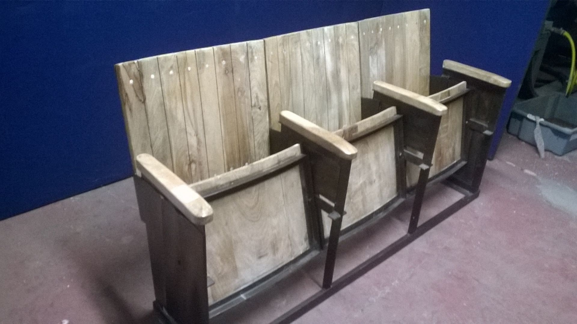 Andy Thornton Industrial Three Seat Theatre Bench with Union Jack Cushions - Image 8 of 11