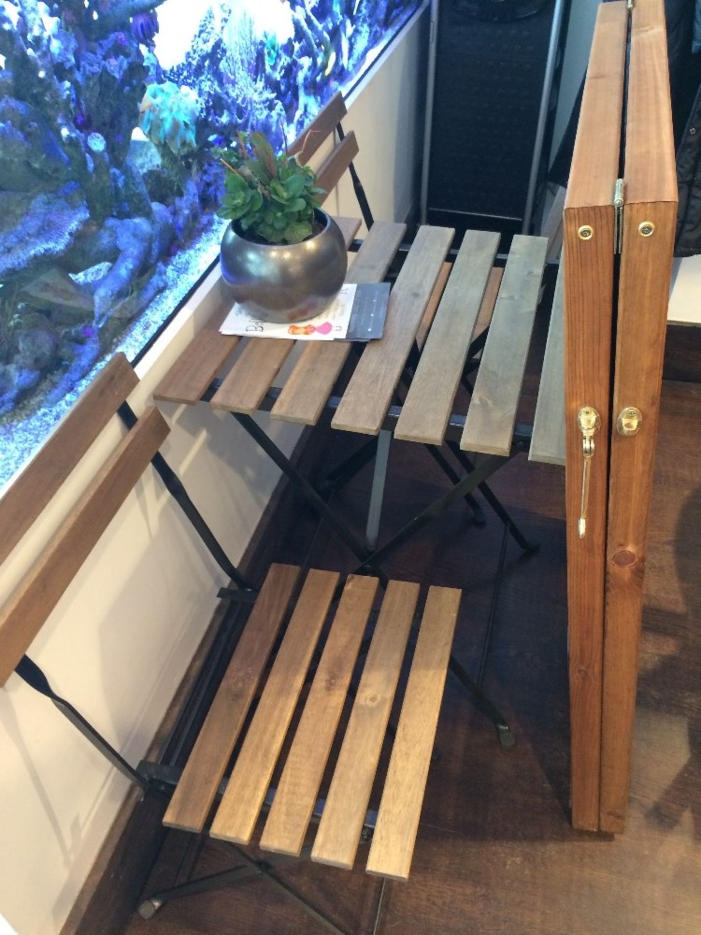 (2) Ikea Metal Framed Wooden Folding Garden Chairs