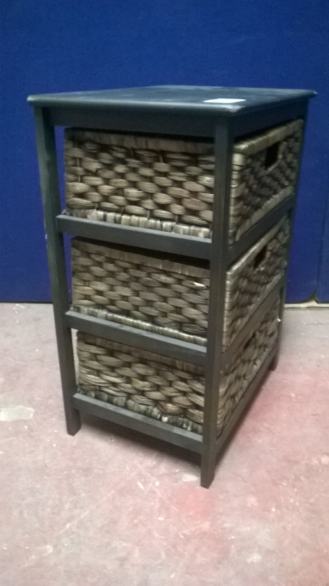Wooden Storage Unit with 3 Wicker Drawers - Image 3 of 5