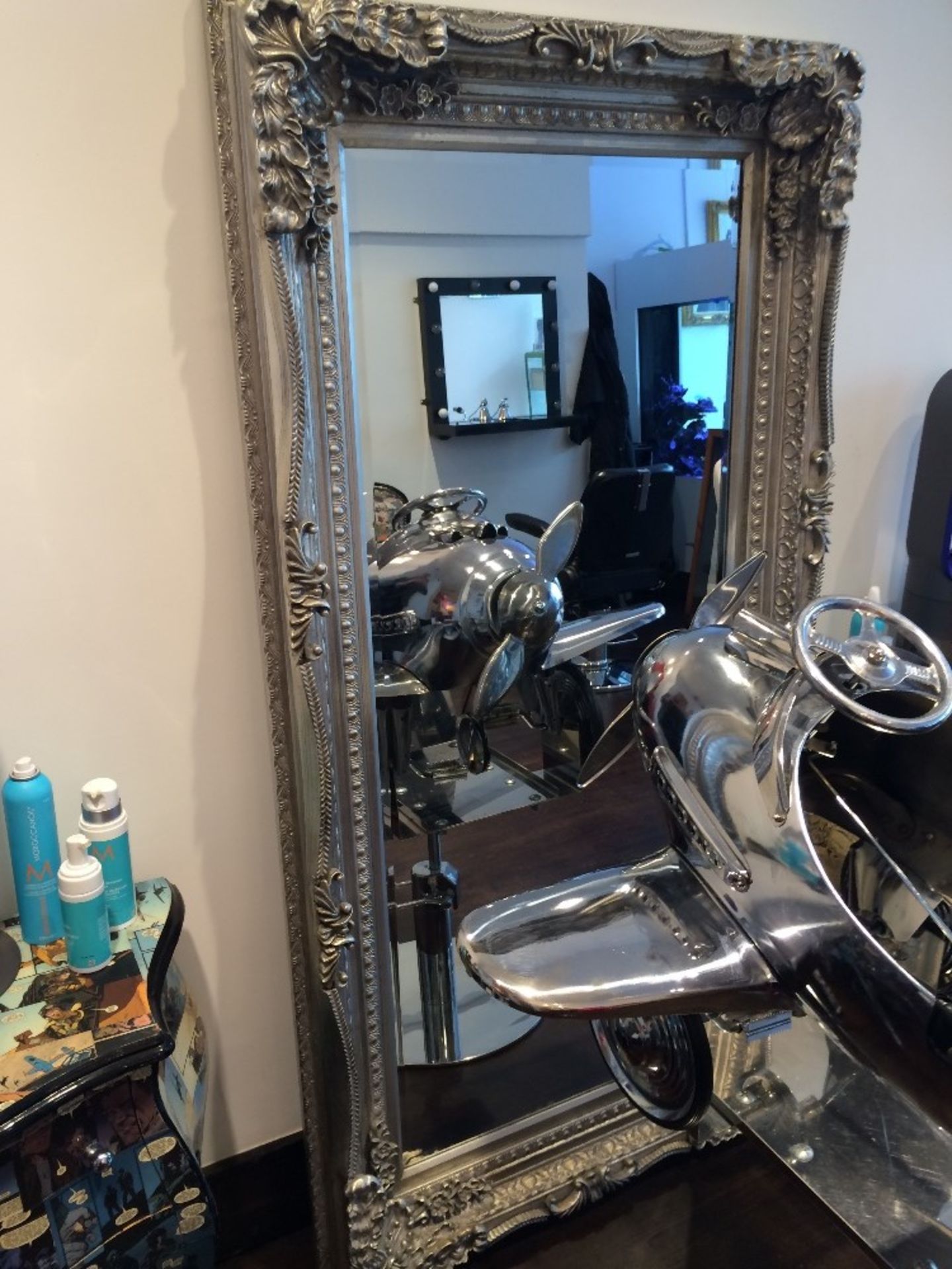 Silver Painted Wooden Full Length Mirror