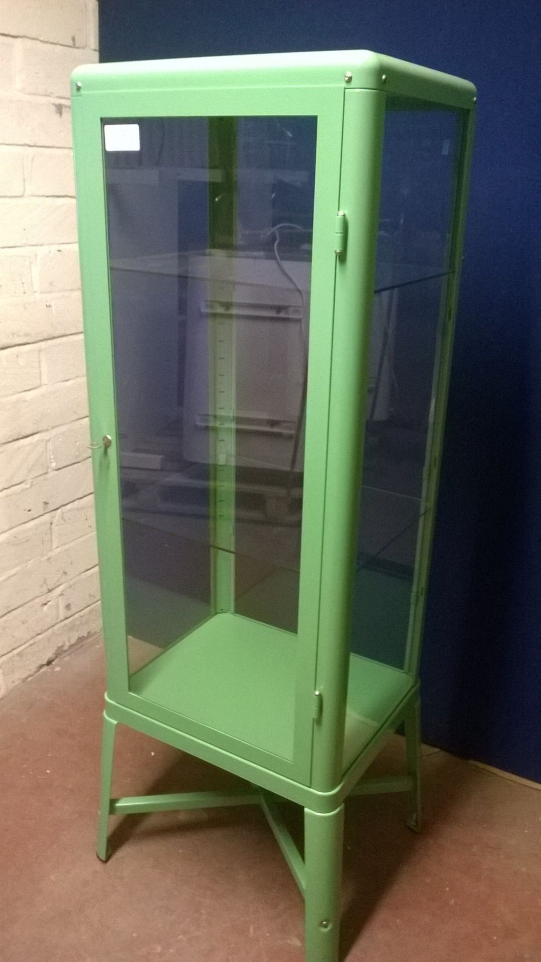 Ikea Metal Framed 'Fabrikor' Lockable Glass Display Cabinet - Image 3 of 6