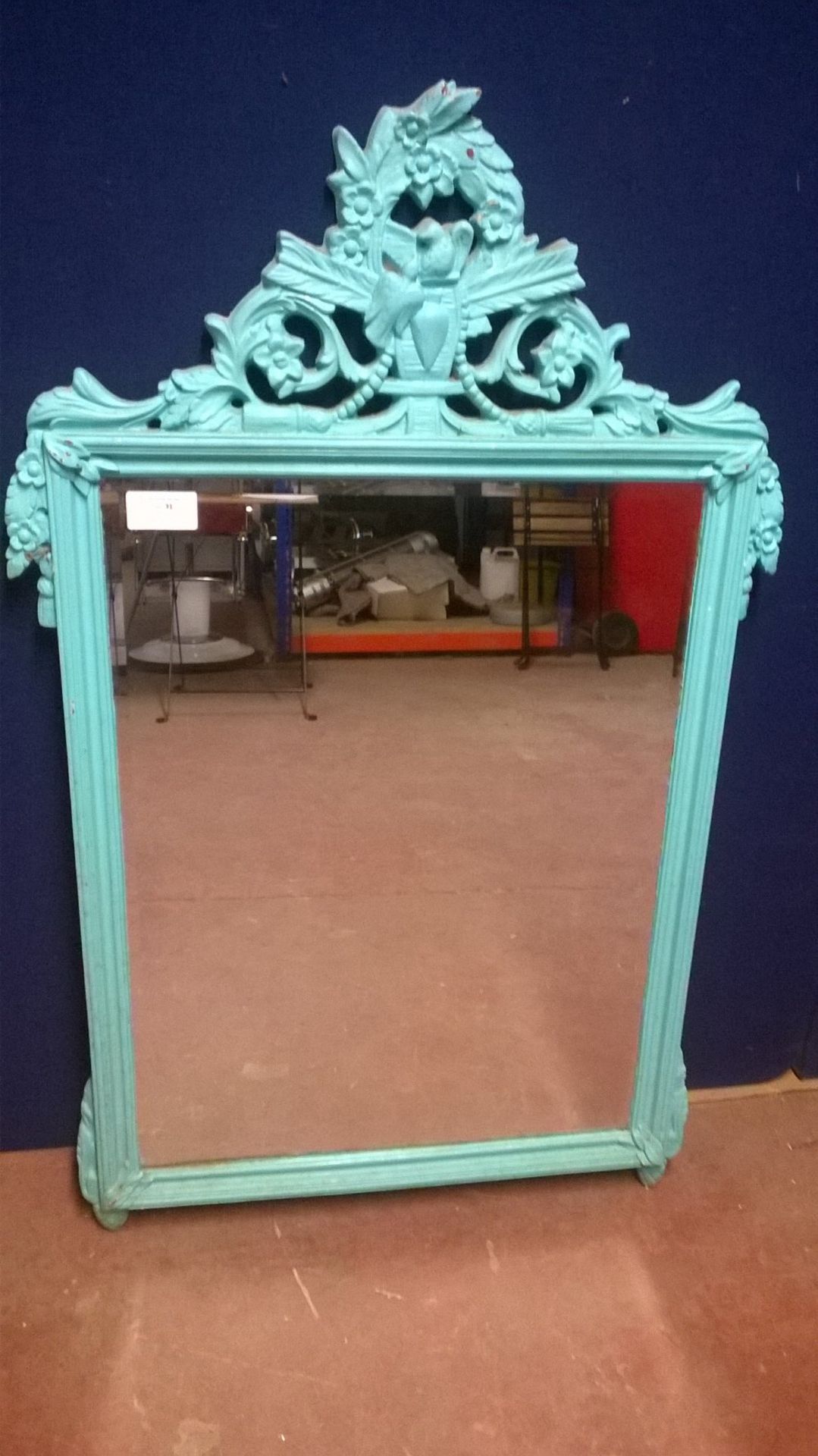 Shabby Chic Turquoise Wooden Rectangular Mirror