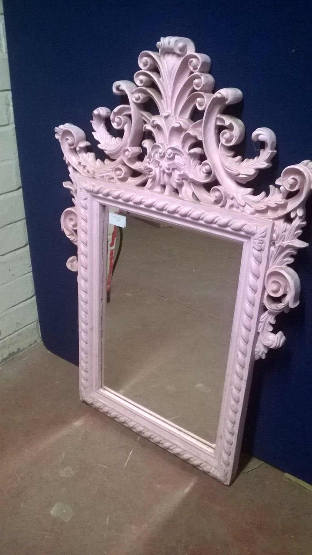 Shabby Chic Pink Wooden Rectangular Mirror - Image 4 of 4