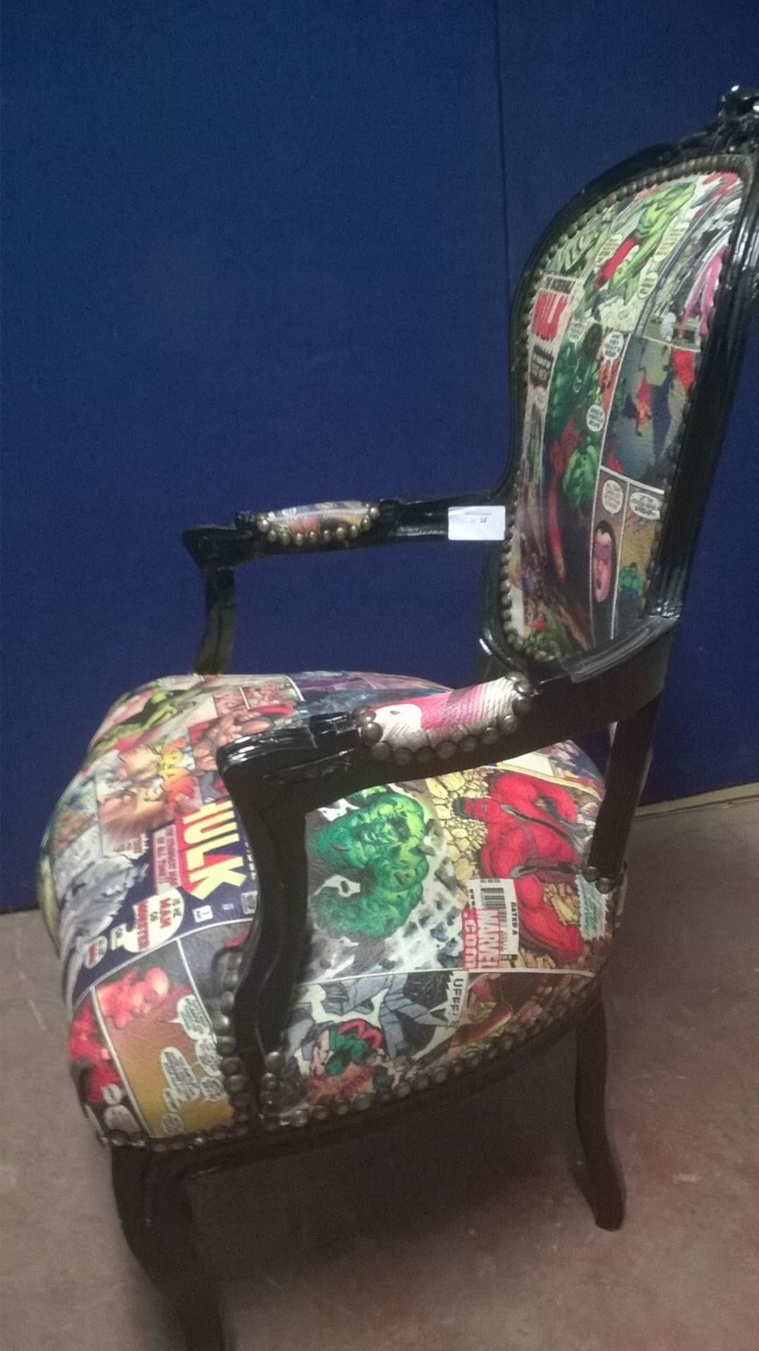 Louis Decoupage Style Reception Armchair featuring the Incredible Hulk & Superhero Comic Book Finish - Image 4 of 8