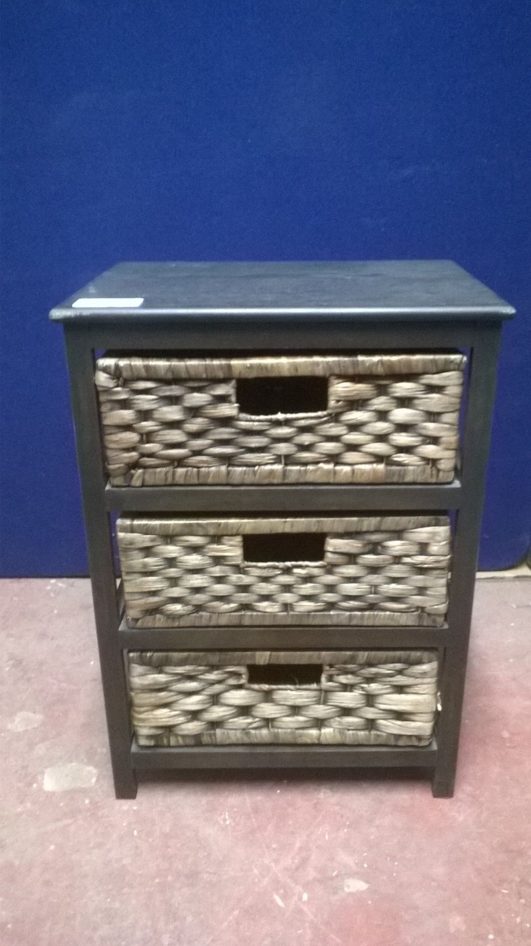 Wooden Storage Unit with 3 Wicker Drawers