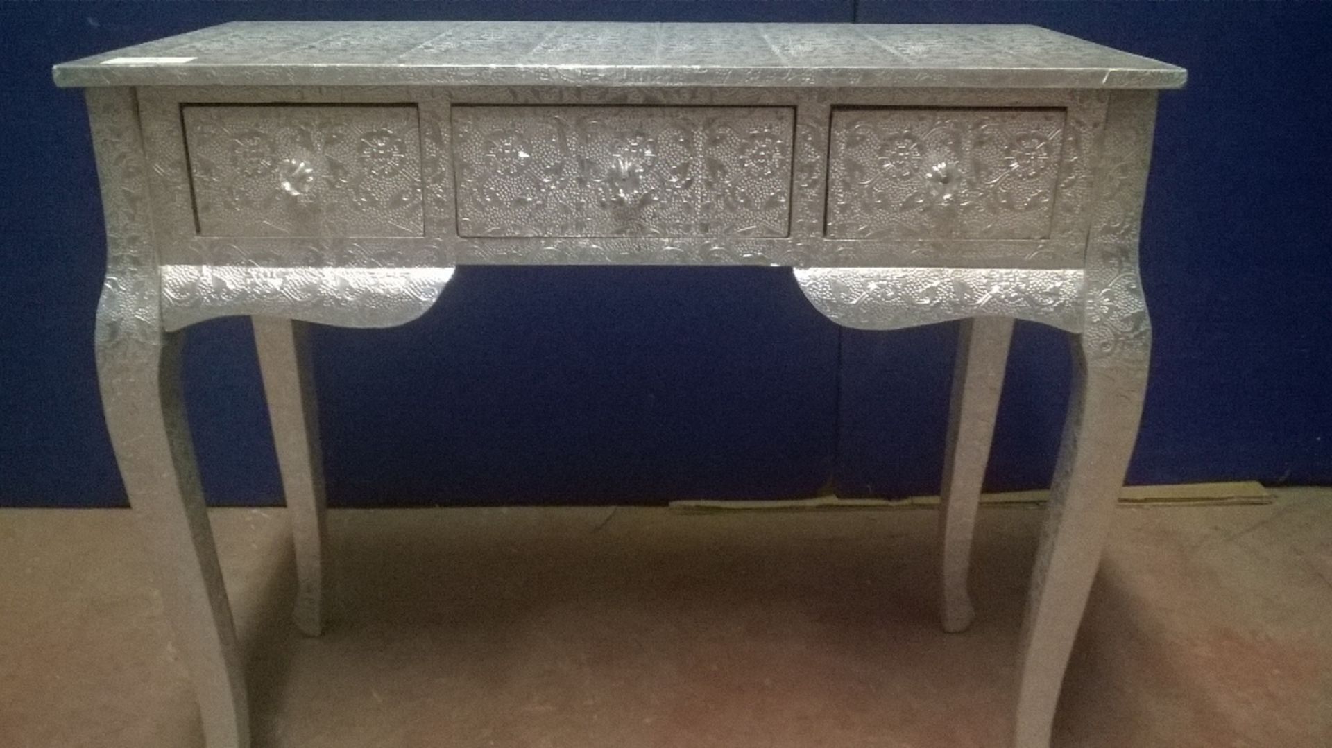 Metal Effect Wooden 3 Drawer Console Table - Image 2 of 6