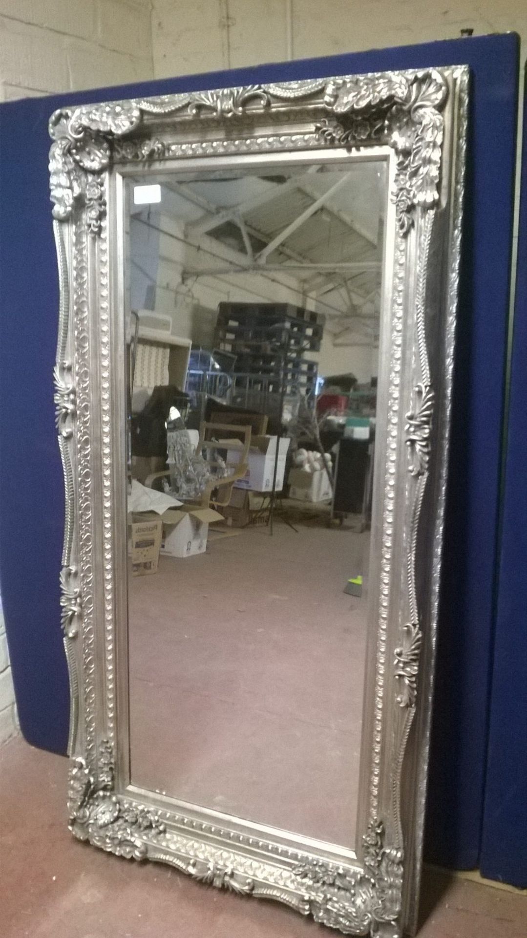 Silver Painted Wooden Full Length Mirror - Image 3 of 6