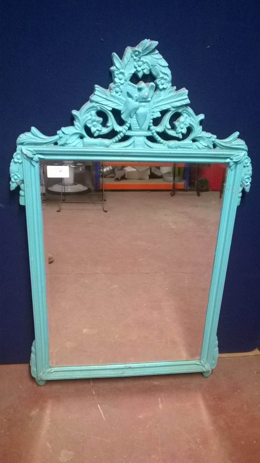 Shabby Chic Turquoise Wooden Rectangular Mirror