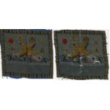 Two Civil official Rank badges, Qing period 19th cent.  Mandarin duck rank, for a civil official