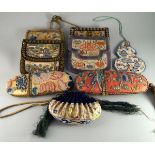 Nine glasses cases, bags and wallets with silk embroidery  a)	Two glasses cases with silk-