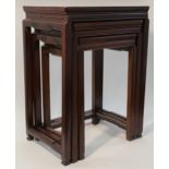 Three Chinese side tables  Stackable: H. 66.5 x 48.5 x W. L. 35 cm / 60.5 x L. H. 41.5 cm x W. 32 cm