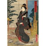 Hiroshige, Utagawa  1797-1858  Bijinga (Rechtes Oban von einem Triptychon)  Titel "Kikan shiki" (