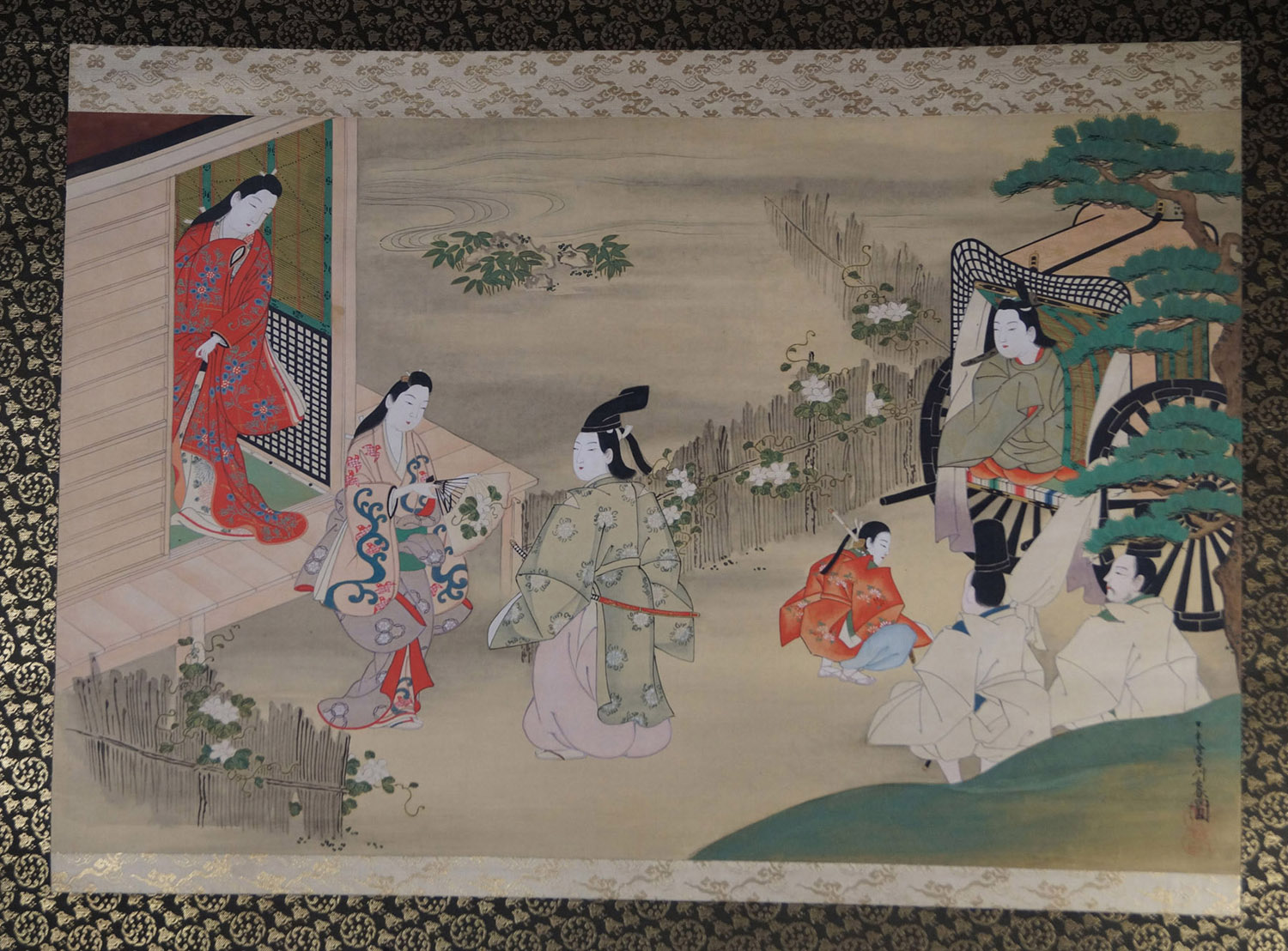 Rollbild, Miyagawa Choshun 1683-1753  Bild 71 X 45,5 cm,  Rollbild 150 x 85,5 cm. Deckende Farben