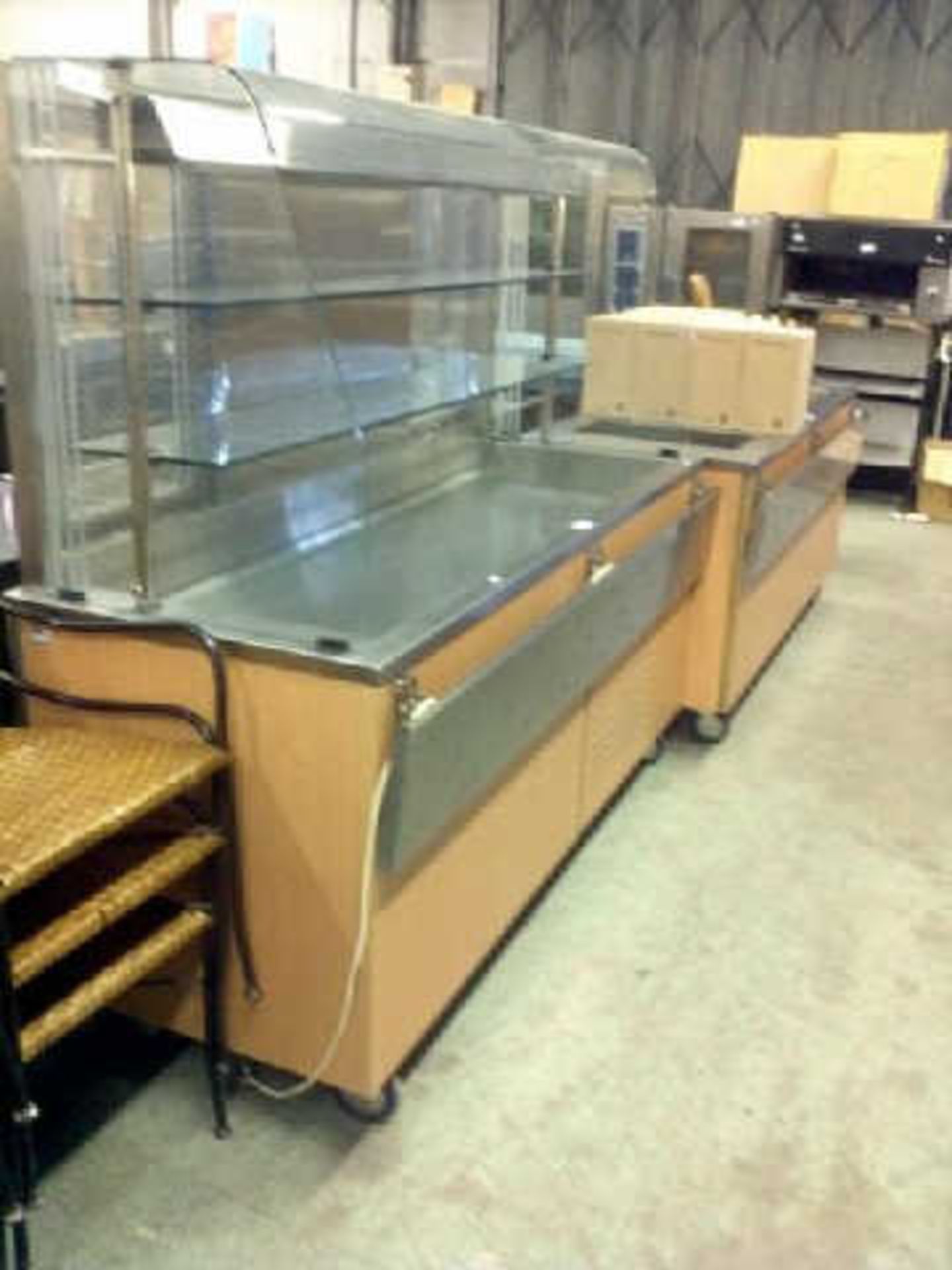 EMH REFRIGERATED PORTABLE DISPLAY / SERVERY UNIT WITH SHELVED BACK & TRAYSHELF
