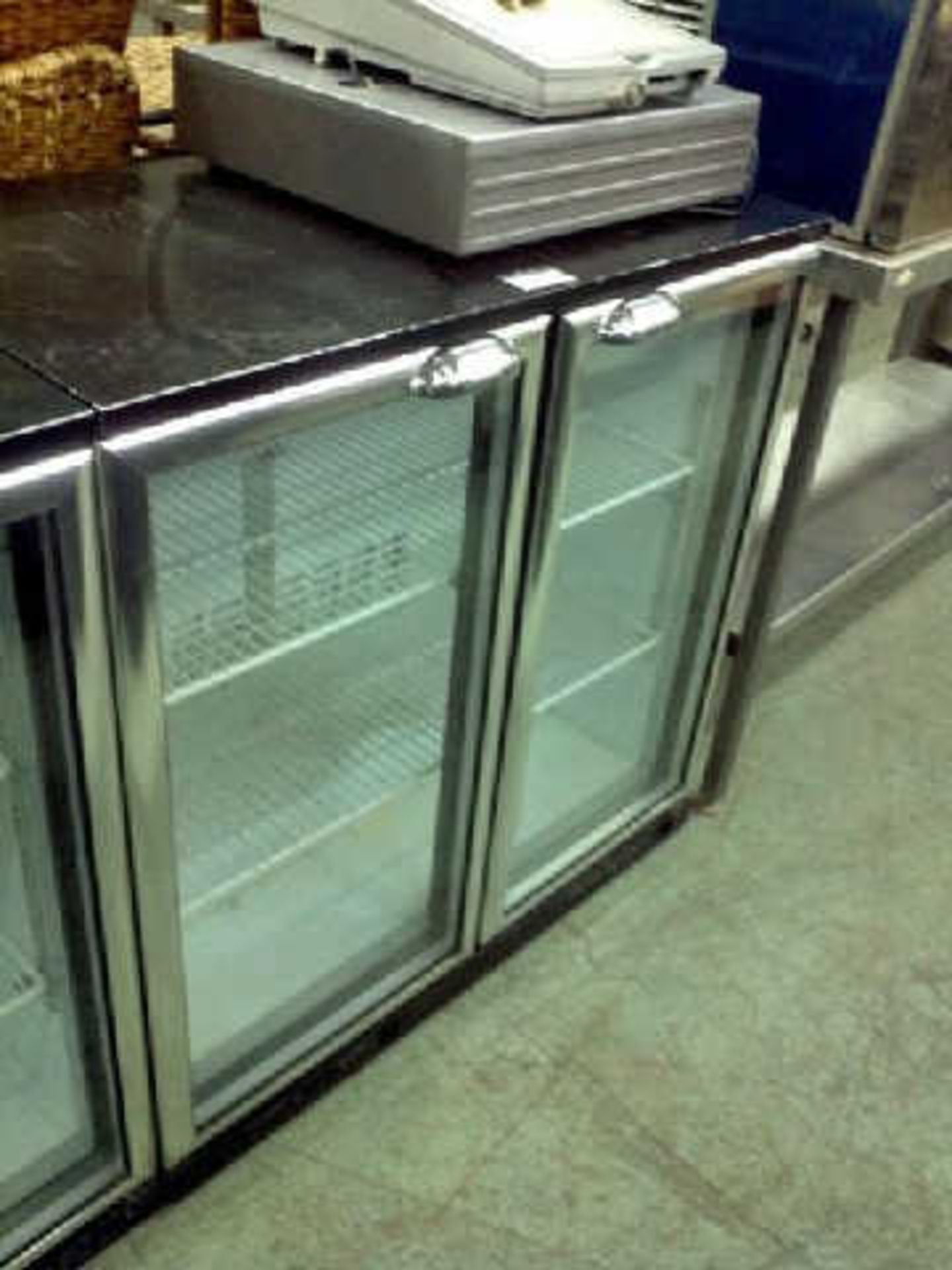 ZENITH 900 BLACK UNDER COUNTER DOUBLE DOOR BOTTLE DISPLAY FRIDGE