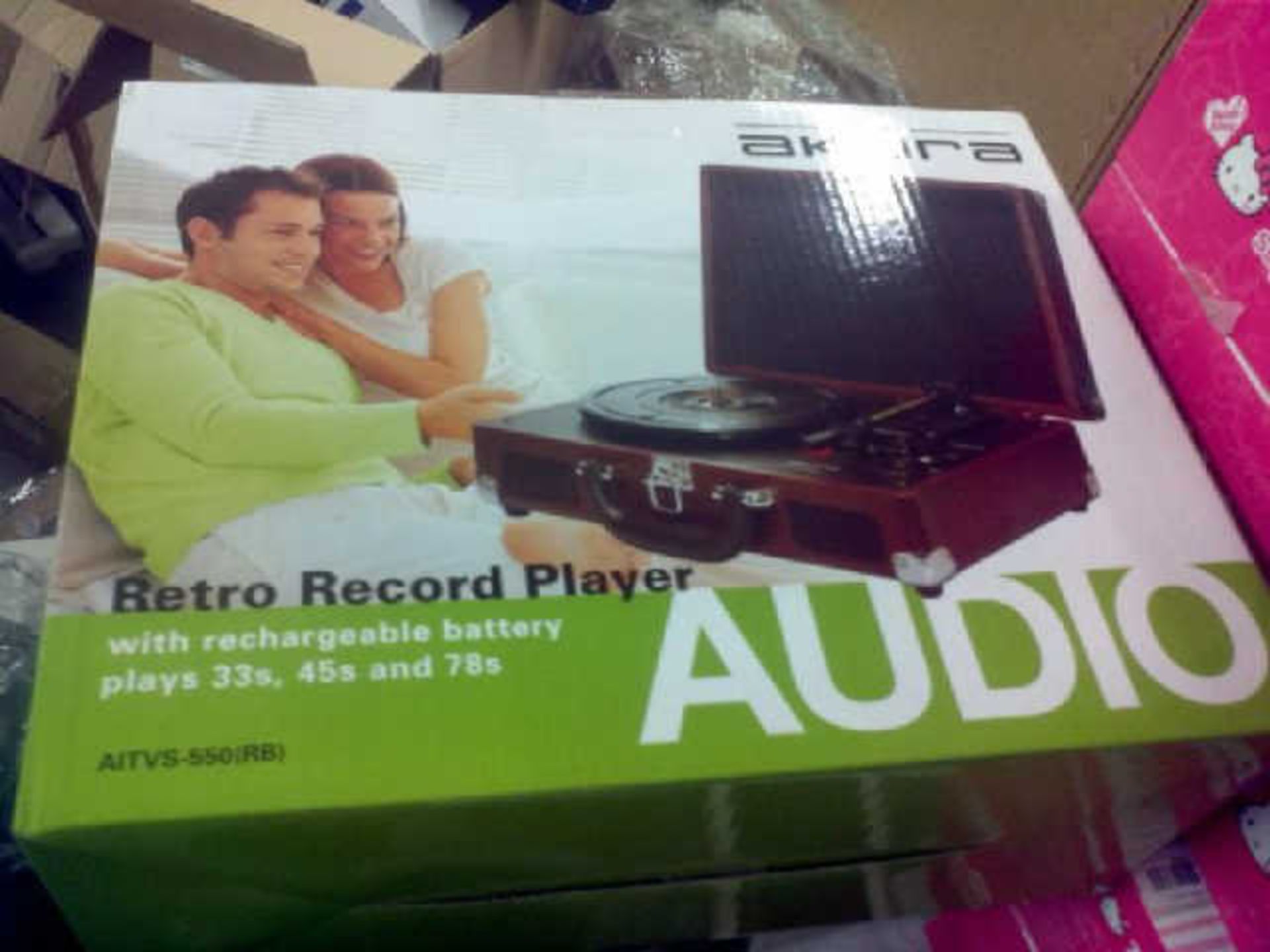 2 BOXED AKURA RETRO RECORD PLAYERS RRP £180