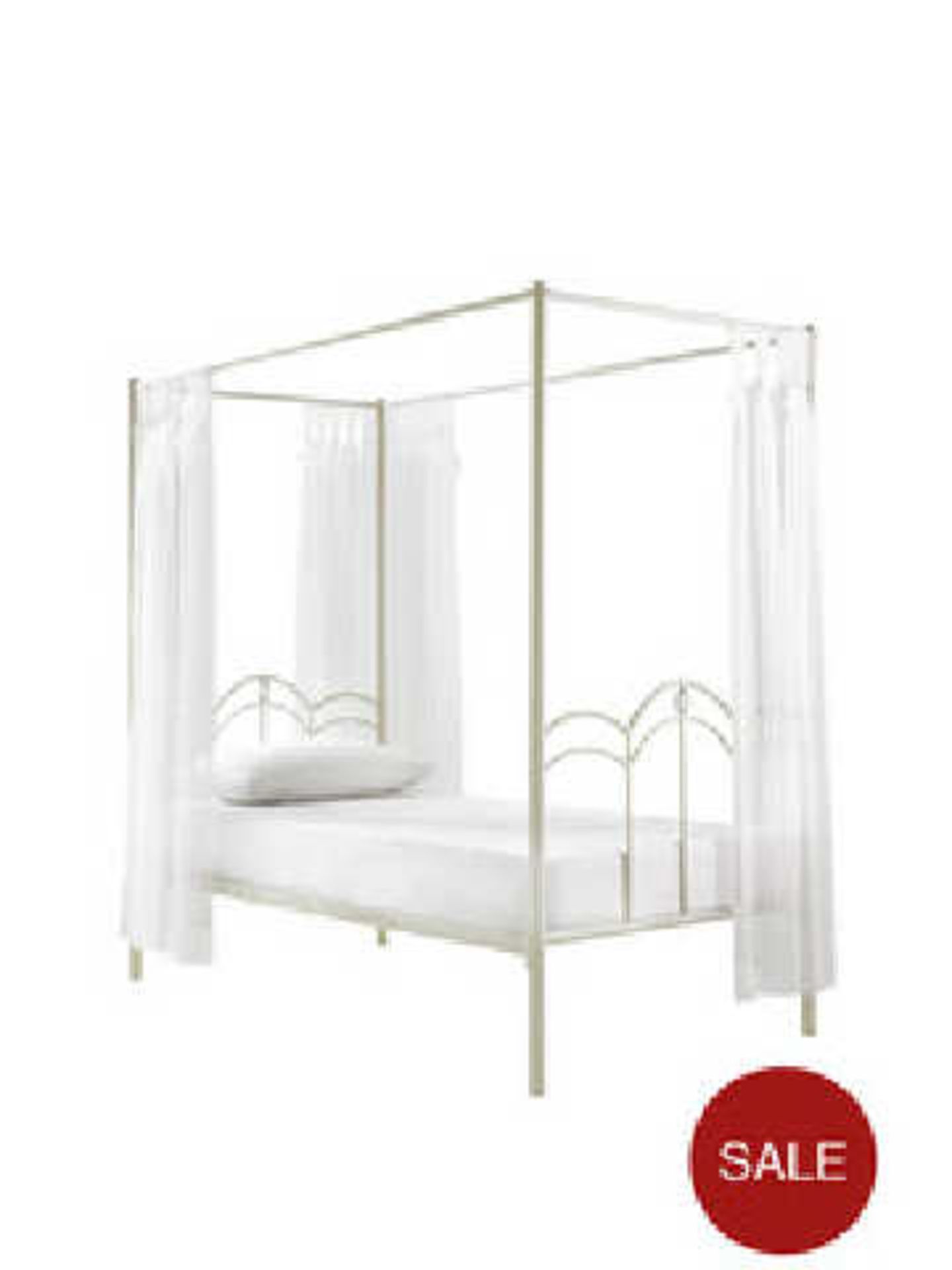 BOXED  RUBY CREAM SINGLE FOUR POSTER BED RRP £325 (2 BOXES)