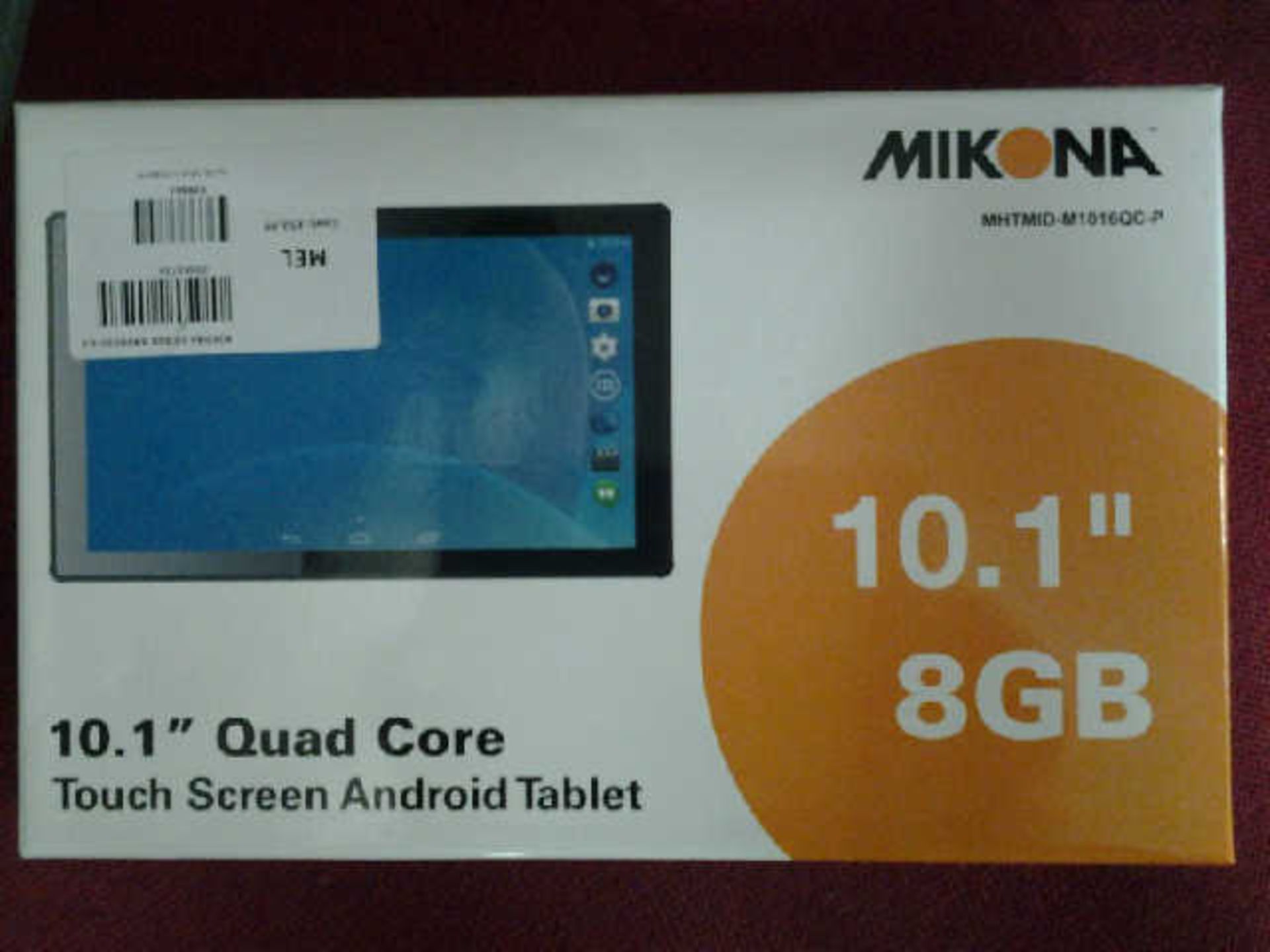 2 BOXED MIKONA 10.1" 8GB TOUCH-SCREEN ANDROID TABLETS.