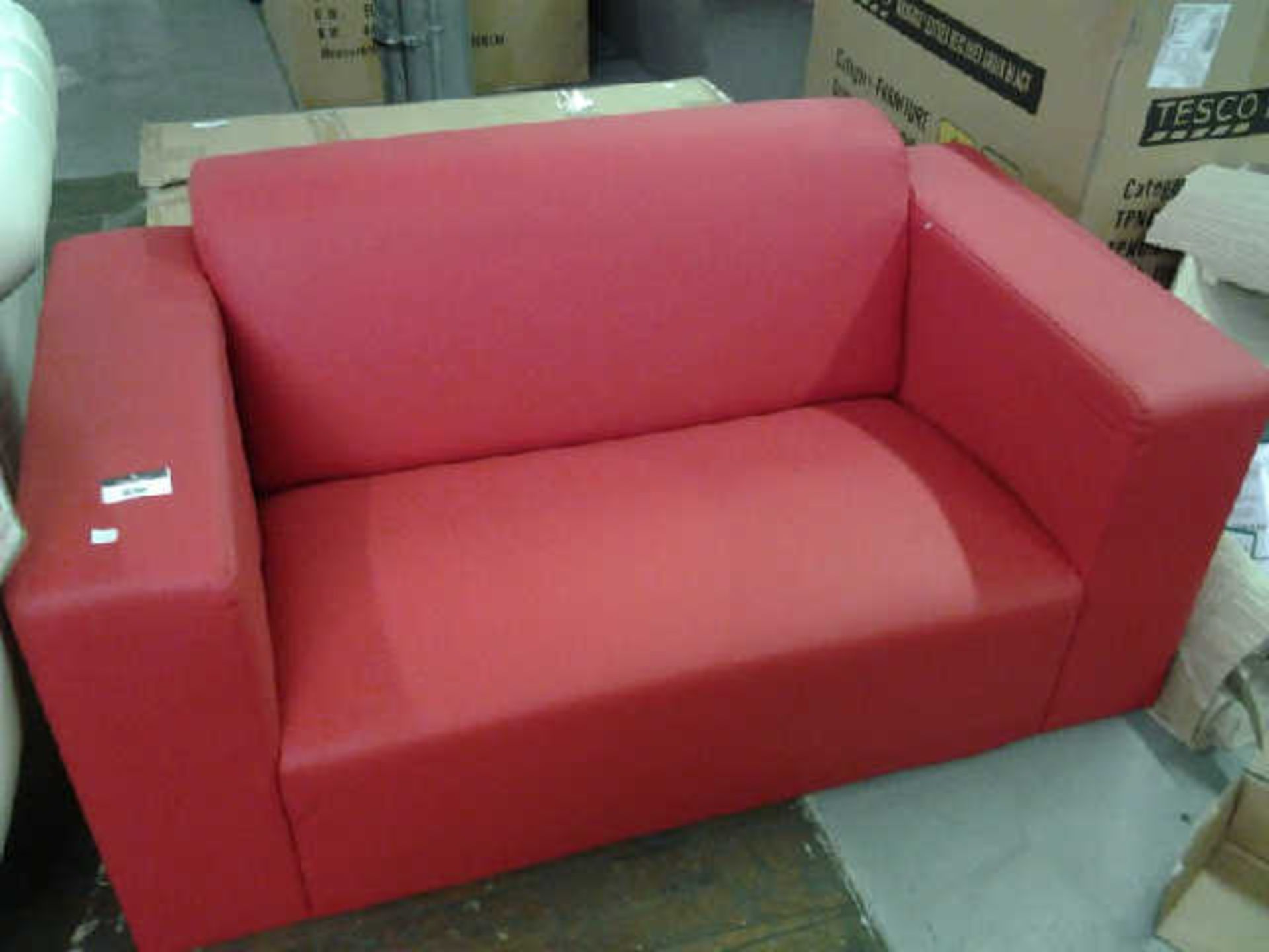 STANZA RED FAUX LEATHER 2 SEATER SOFA - Image 2 of 2