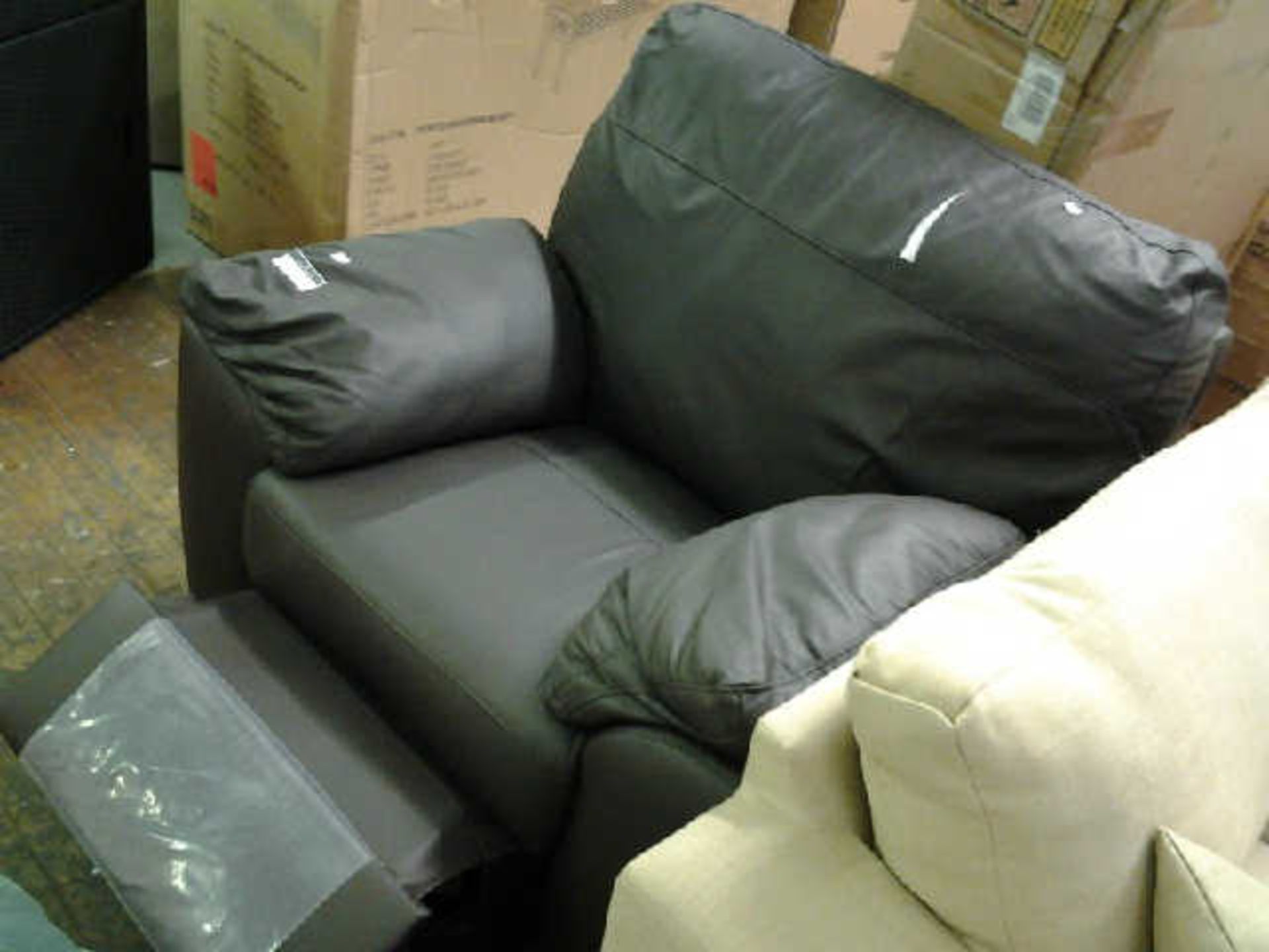 ALBERTA CHOCOLATE LEATHER RECLINING ARMCHAIR - Image 2 of 2
