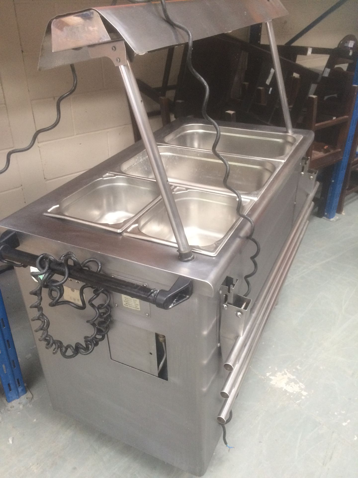 Bain Marie Hot Cupboard with overhead Gantry 1200mm x 650mm Carvery/Servery Wheels Damaged.