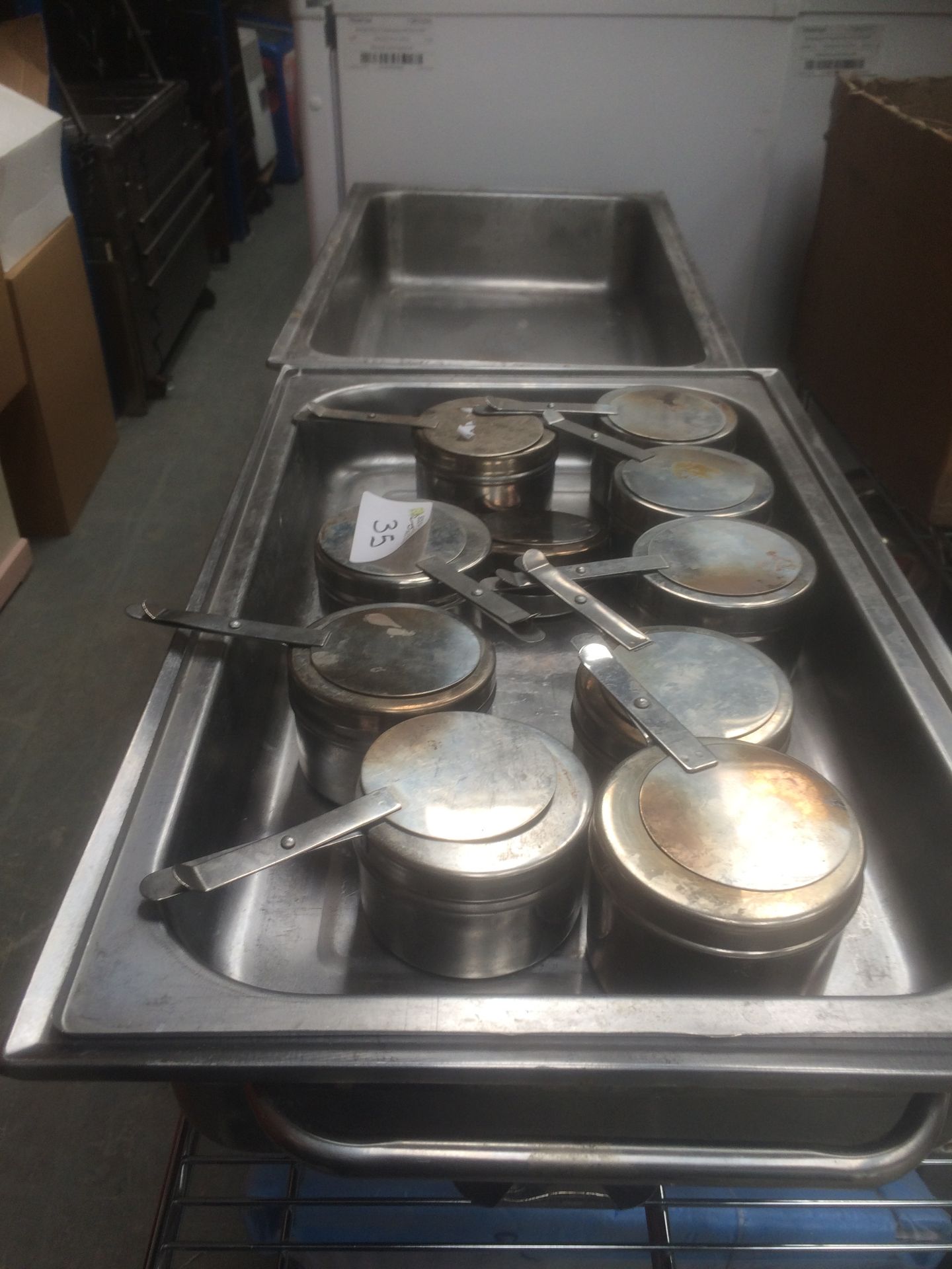 2 chafing dishes and 9 burner holders