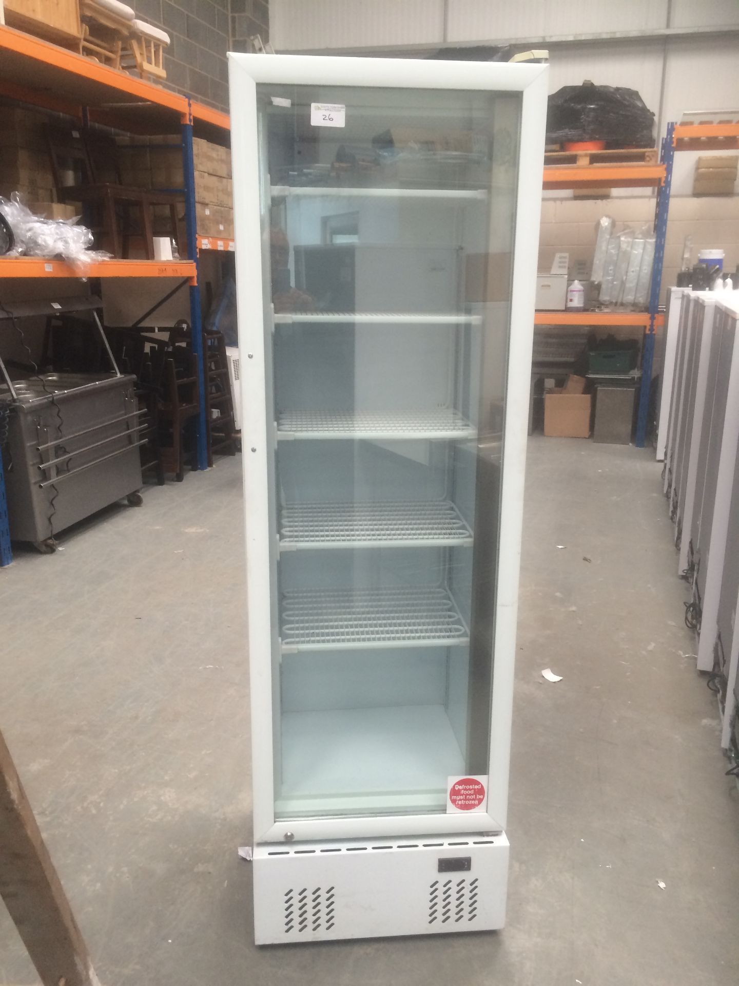 Upright glass door freezer