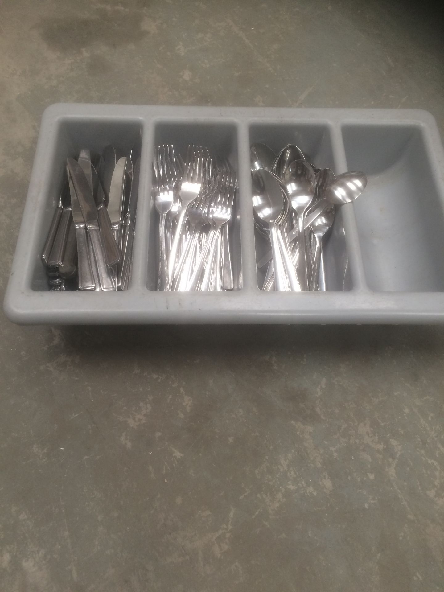 Knives, Forks, Spoons, in Grey Tote Box, ..