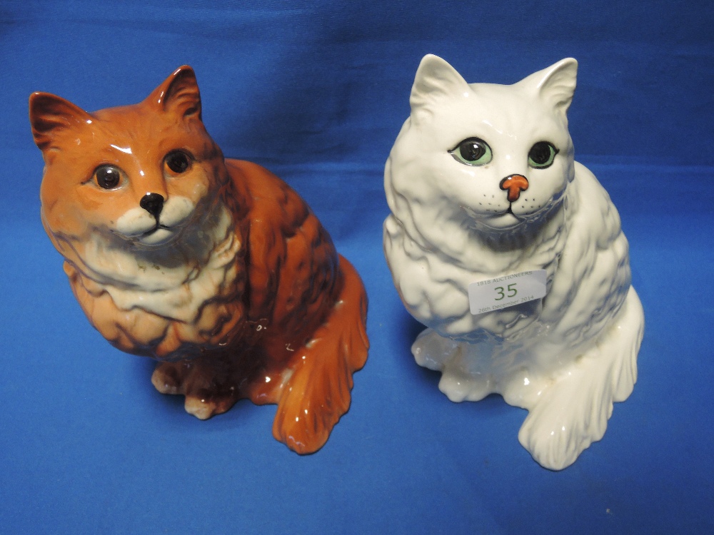 Two Beswick figures modelled as Persian cats 1867 ginger and white