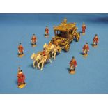 A Johillco die-cast model of the Coronation coach and painted lead soldiers