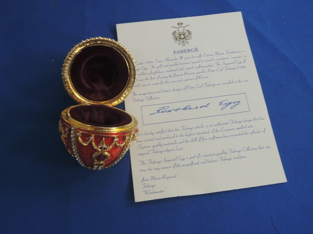 A modern Faberge collection, Rosebud egg in fitted case, with certificate - Image 2 of 2