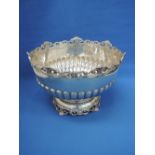 A silver rose bowl having gadrooned decoration with pierced moulded rim and foot, Sheffield 1903,