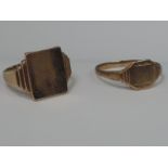 Two 9ct gold signet rings of plain form,  approx 5.6g