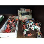 A selection of Airfix and similar plastic military figures including British and German infantry