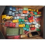 A box of mixed diecast vehicles including; Dinky, Lesney and Corgi