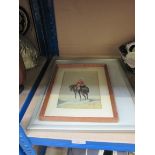 A late 19th century military watercolour and a decorative print