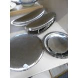 A collection of Borrowdale stainless steel dishes, various