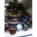 A selection of 19th century copper lustre ware including jugs