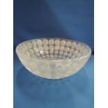 A modern Lalique bowl in the Newmours pattern, etched script, mark to base