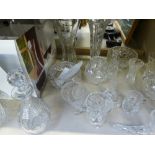 A selection cut glassware including decanters and Dartington set