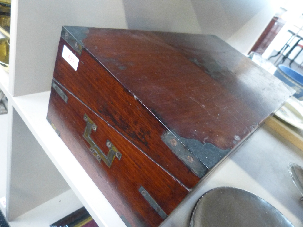 A Victorian mahogany writing slope/lap desk of typical form