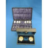 A cased pair of Victorian silver salts of frilled form with gilt interiors, Birmingham 1897,  (