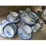 A Court china tea service in the blue and white Aldner pattern