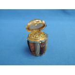 A 19th Century vinaigrette of Scottish form having yellow metal mount with rock crystal bosse lid