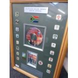 A Platinum sales award, South African rugby world cup 1995 album, with national team badges, framed